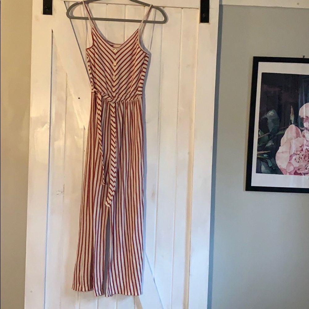 Caution to the Wind red stripe Jumpsuit small